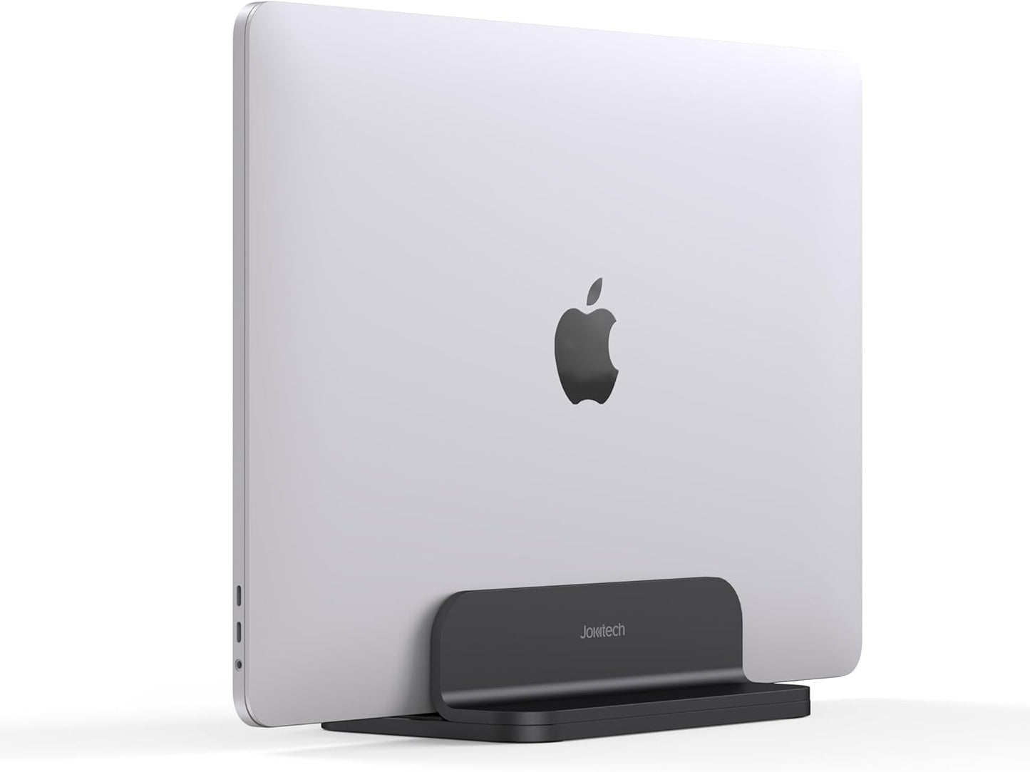 Aluminum Laptop Vertical Stand Organizer, Sturdy Laptop Computer Holder Desktop Stand Compatible with New Retina Apple Macbook Pro/Air/Neo, Mac Mini & Ipad Pro - Black