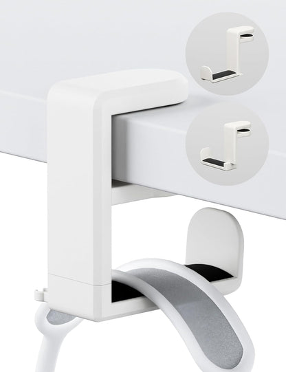 Headphone Hook - under Desk Headphone Holder with 360-Degree Adjustable Rotation (Creamy White)
