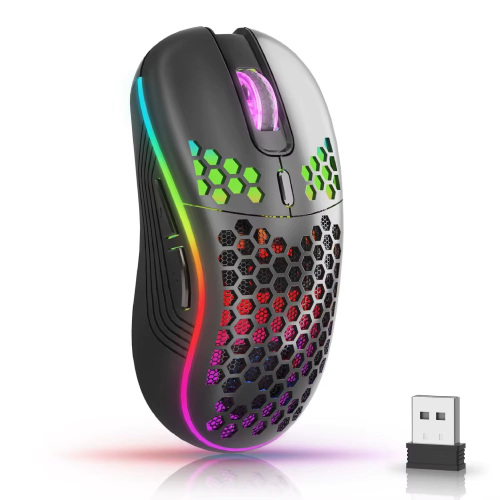 Bitcoin Mouse Wireless 2.4G Gaming Mouse with RGB Backlight, Rechargeable Type-C Erg ...