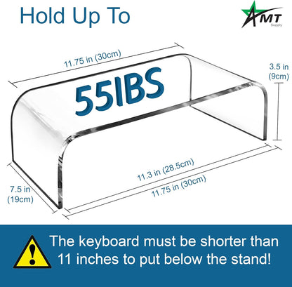 Acrylic Laptop Monitor Stand & Computer Riser with Cat Keyboard Protector, Space-Saving Design, Extra Storage, Clear Shelf - Ideal for Monitors, Laptops, Printers, Desktop Decor