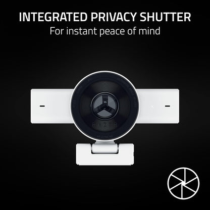 Kiyo V2 Streaming Webcam: 4K 30 FPS, 1080P 60 FPS - AI Powered Auto-Framing - Built-In Microphone - Ultrawide Angle Lens - Privacy Cover - Works with OBS, Xsplit, Discord, Zoom, Teams - White