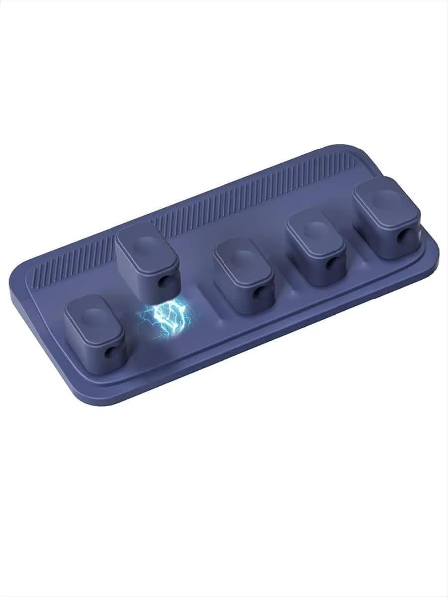Premium Silicone Magnetic Cable Organizer Set | Minimalist Desktop Cord Management Solution | Versatile Magnetic Clips for Home, Office, and Workspace | Strong Adhesion for a Tidy Desk (Blue)