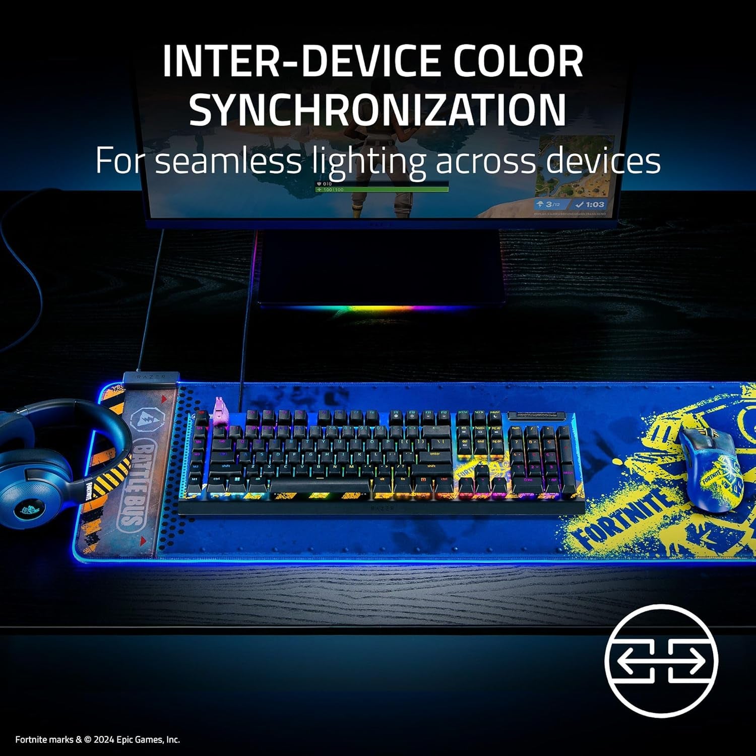 Goliathus Extended Chroma Gaming Mousepad: Customizable Chroma RGB Lighting - Micro Textured Surface - Balanced Control & Speed - Non-Slip Rubber Base - Large Surface - Fortnite Edition