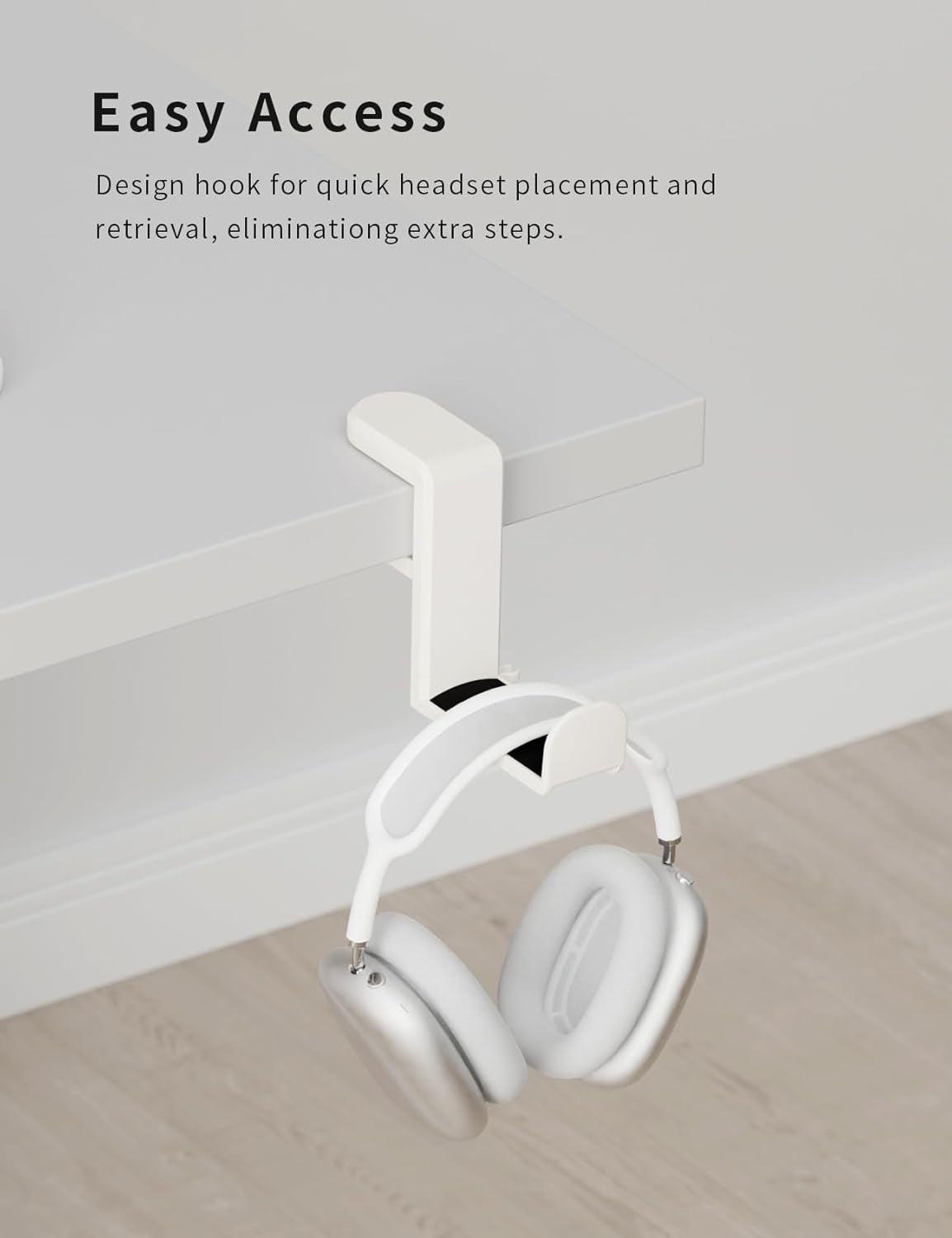 Headphone Hook - under Desk Headphone Holder with 360-Degree Adjustable Rotation (Creamy White)