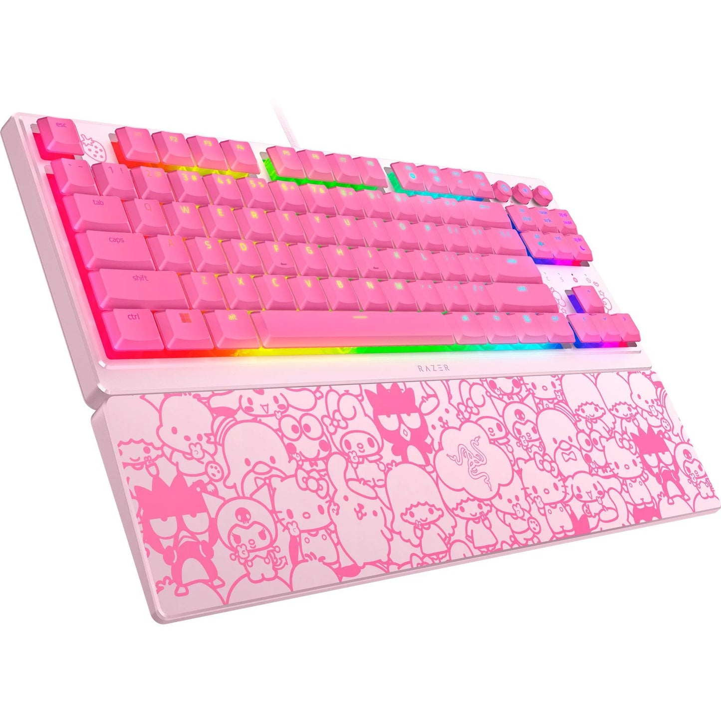 Ornata V3 TKL Low-Profile Membrane USB Wired Gaming Keyboard, Hello Kitty & Friends