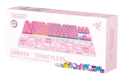 Ornata V3 TKL Low-Profile Membrane USB Wired Gaming Keyboard, Hello Kitty & Friends