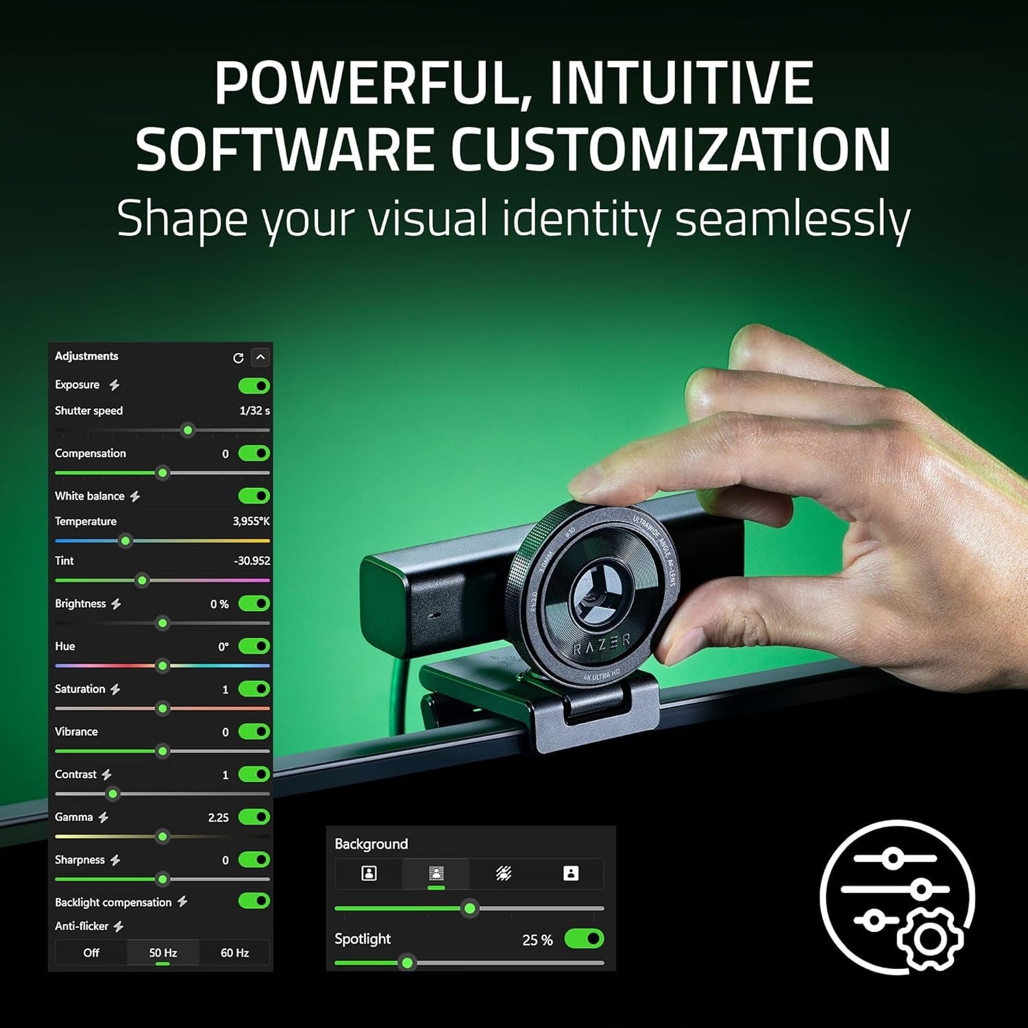 Kiyo V2 Streaming Webcam: 4K 30 FPS, 1080P 60 FPS - AI Powered Auto-Framing - Built-In Microphone - Ultrawide Angle Lens - Privacy Cover - Works with OBS, Xsplit, Discord, Zoom, Teams - Black