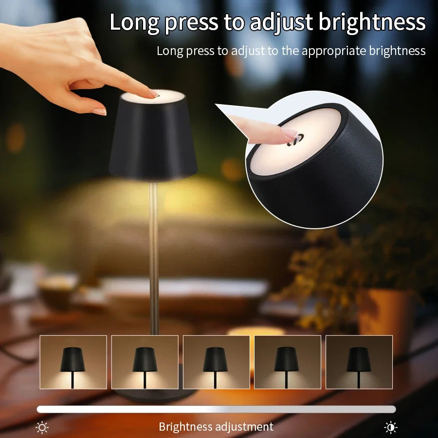 Rechargeable 3 Colors LED Desk Lamp Touch Dimming Metal Table Lamp for Bar Resturant Office Decor Bedside Creative Ambient Light