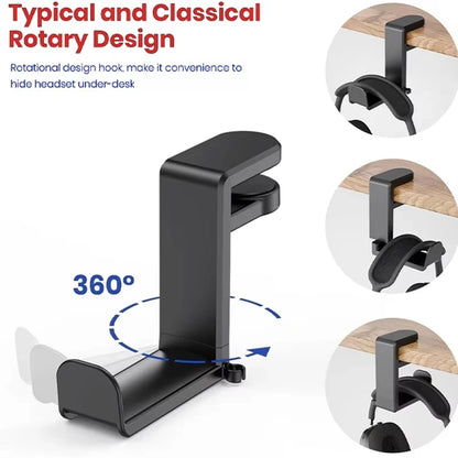 No Punch Table Clip Hook Headphone Holder 360 Degree Rotating Headphone Holder Miscellaneous Storage Hanging Hot Selling 2026