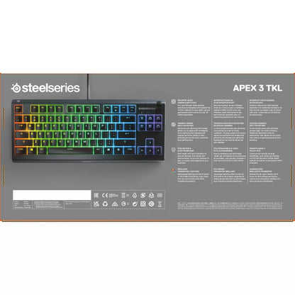 Steelseries Apex 3 TKL Wired Gaming Keyboard for PC: RGB Lighting, Water-Resistant, Compact