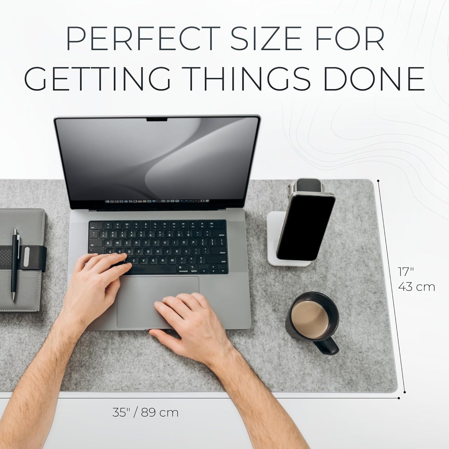 Nordik Large Felt Desk Mat - Marle - 35 x 17 Inches - Full-Sized Keyboard and Mouse Pad - Premium Desktop Felt Surface