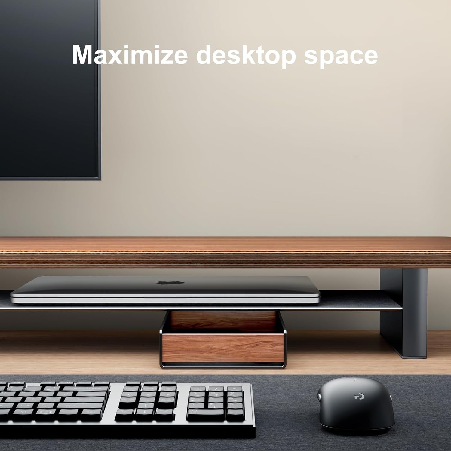 Desk Tray Organizer Drawer for Home Office, Walnut Desk Organizer Tray for Keys, Pen, Watch