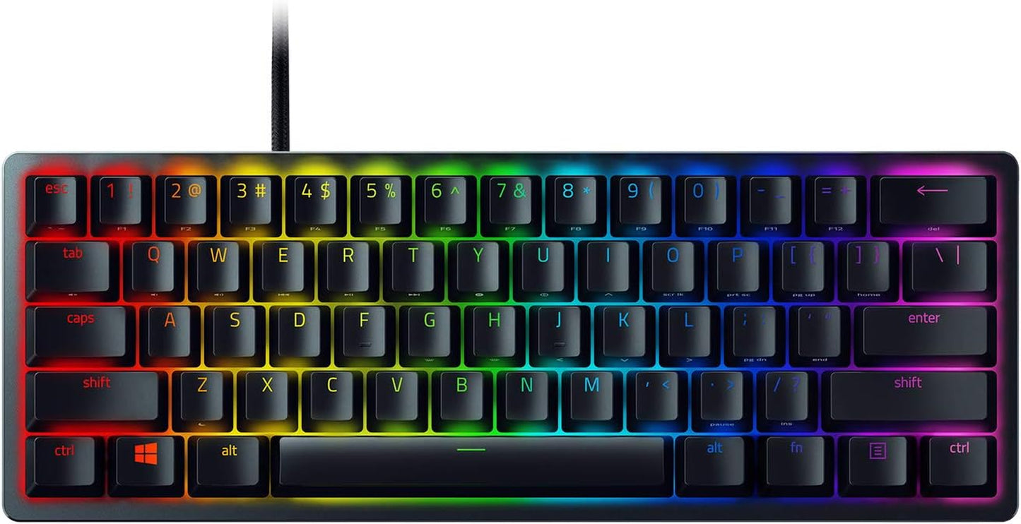 Huntsman Mini 60% Gaming Keyboard: Clicky Optical Switches - Aluminum Top Frame - Chroma RGB Lighting - PBT Keycaps - Onboard Memory - Snap Tap - Black