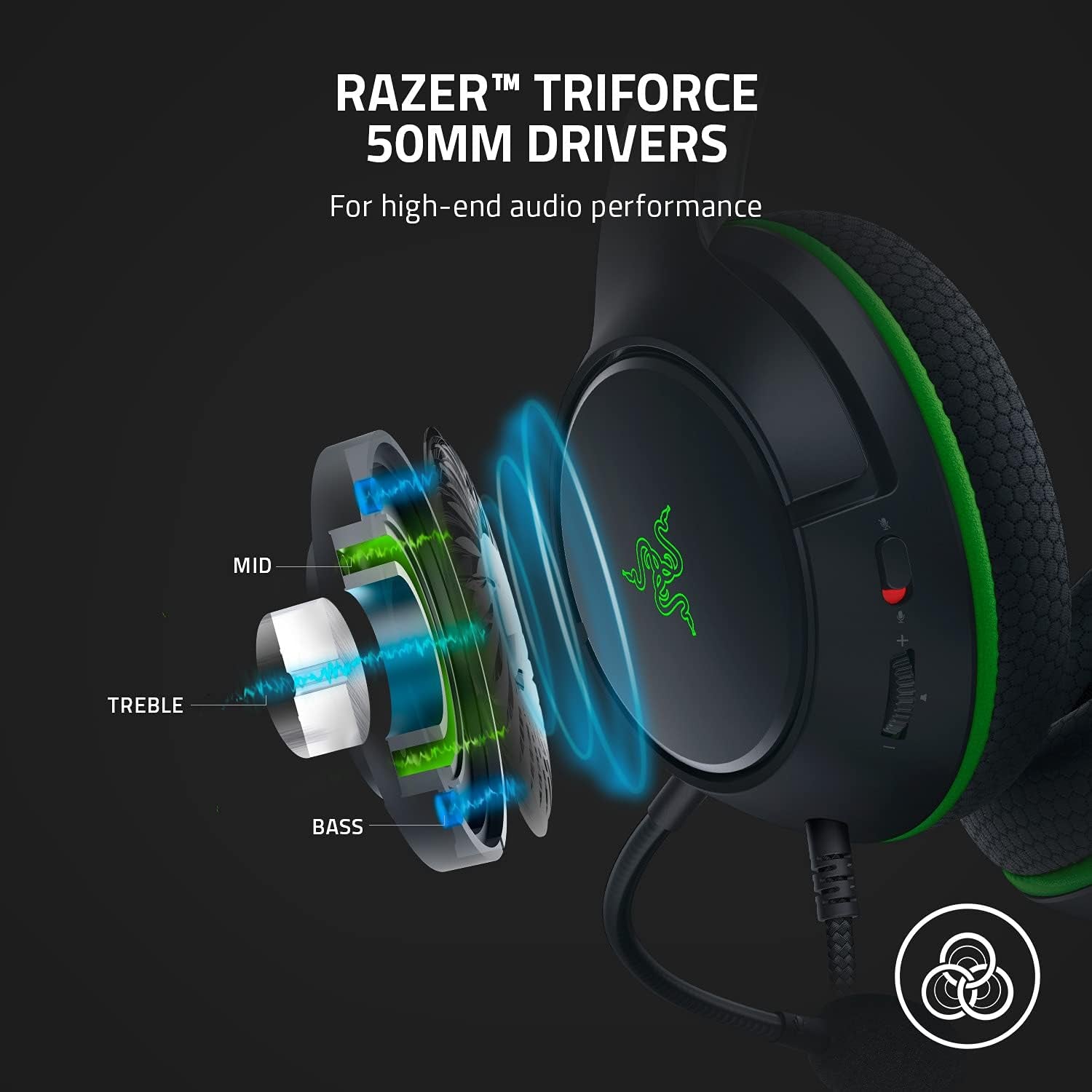 Kaira X Wired Headset for Xbox Series X|S, Xbox One, PC, Mac & Mobile Devices: Triforce 50Mm Drivers - Hyperclear Cardioid Mic - Flowknit Memory Foam Ear Cushions - On-Headset Controls - Black