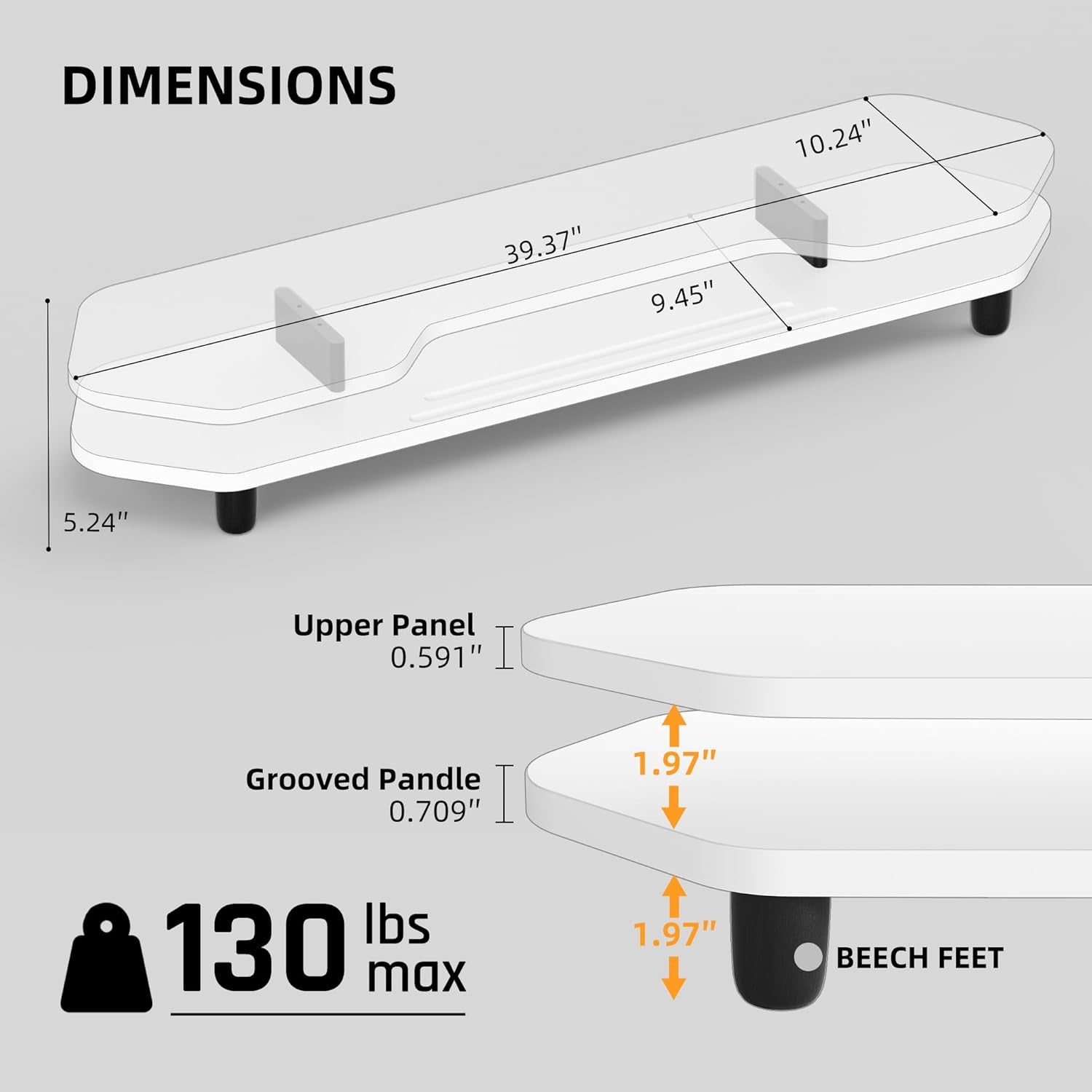 2 Tier Dual Monitor Stand Riser,Wider Board Computer Monitor Stand for 2 Monitors,Slot for Phone/Tablet Office Desktop Organizer for Laptop,Pc,Computer,Printer,White