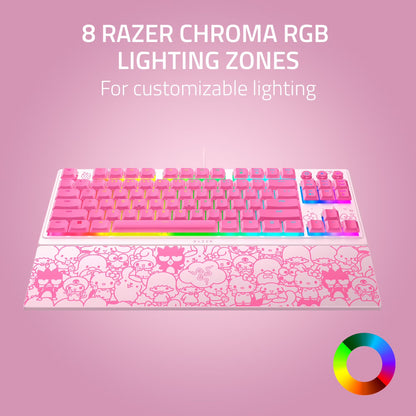 Ornata V3 TKL Low-Profile Membrane USB Wired Gaming Keyboard, Hello Kitty & Friends