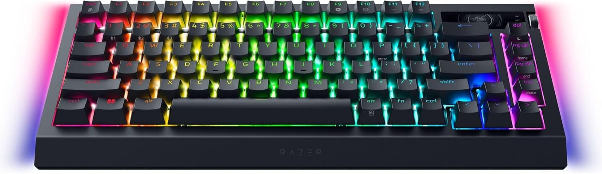 Blackwidow V4 Pro 75% Wireless Gaming Keyboard: OLED Display - True 4K Hz Wireless - Bluetooth - Hot Swappable - Orange Tactile Switches - Command Dial - Snap Tap - Chroma RGB - Wrist Rest