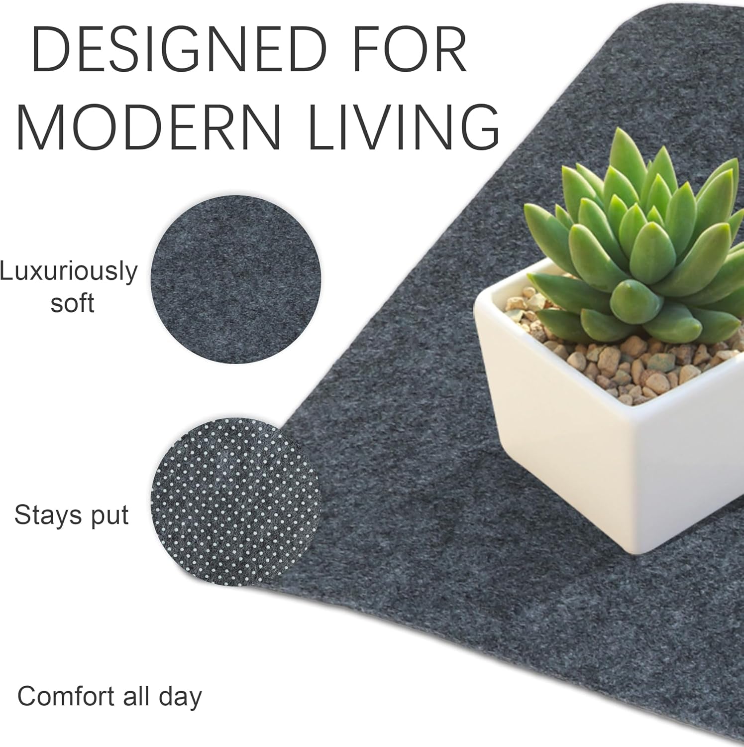 Large Felt Desk Mat for Office and Home - Non-Slip Blotter for Laptop and Computer, 35.4" x 15.8", Dark Gray