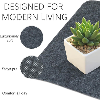 Large Felt Desk Mat for Office and Home - Non-Slip Blotter for Laptop and Computer, 35.4" x 15.8", Dark Gray