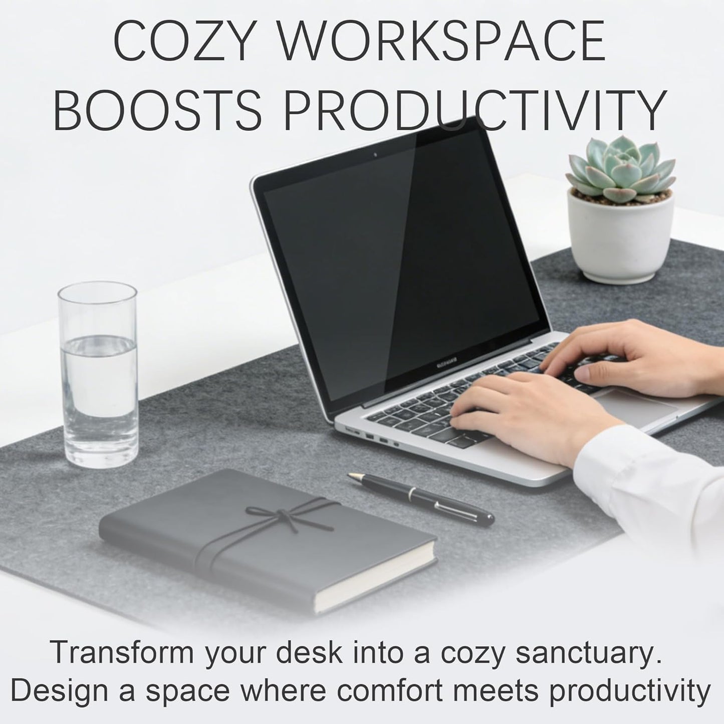 Large Felt Desk Mat for Office and Home - Non-Slip Blotter for Laptop and Computer, 35.4" x 15.8", Dark Gray