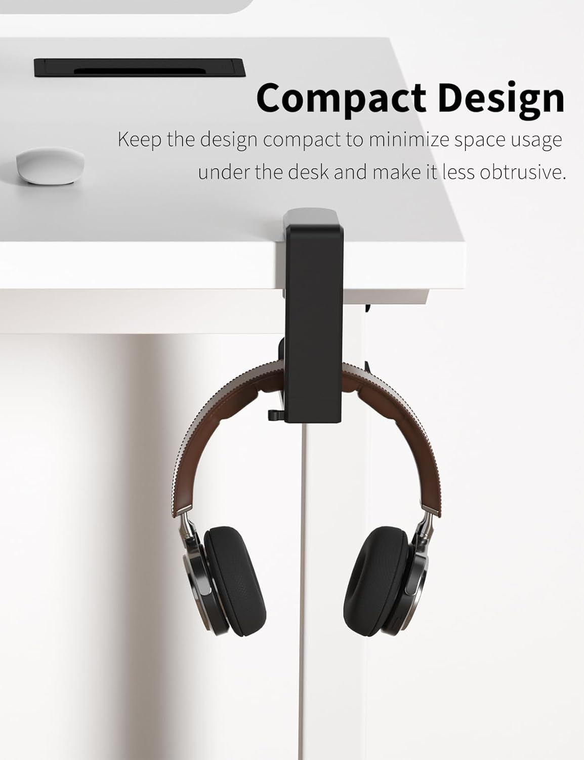 Headphone Hook - under Desk Headphone Holder with 360-Degree Adjustable Rotation, Black