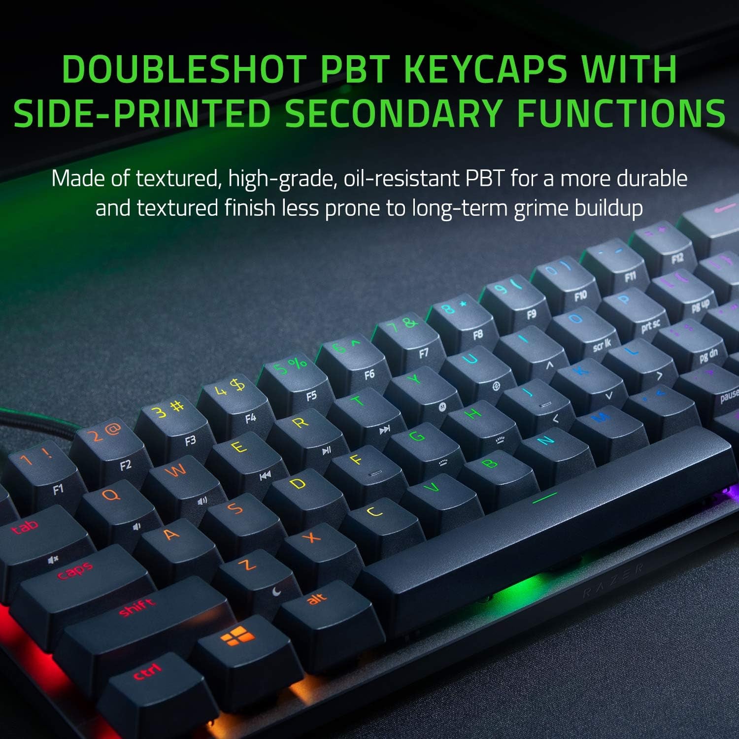 Huntsman Mini 60% Gaming Keyboard: Clicky Optical Switches - Aluminum Top Frame - Chroma RGB Lighting - PBT Keycaps - Onboard Memory - Snap Tap - Black