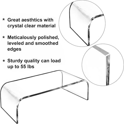 Acrylic Laptop Monitor Stand & Computer Riser with Cat Keyboard Protector, Space-Saving Design, Extra Storage, Clear Shelf - Ideal for Monitors, Laptops, Printers, Desktop Decor