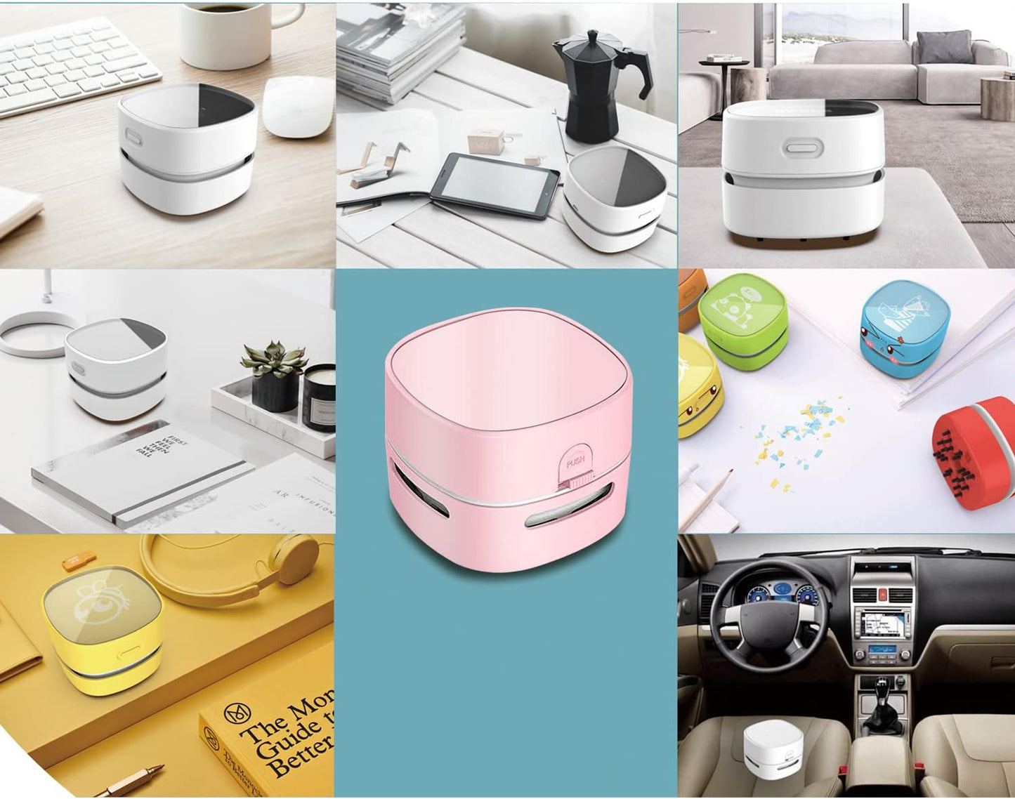 Desktop Vacuum Cleaner, Mini Table Dust Sweeper Energy Saving,High Endurance up to 400 Mins,360º Rotatable Design for Keyboard/Home/School/Office (Pink)
