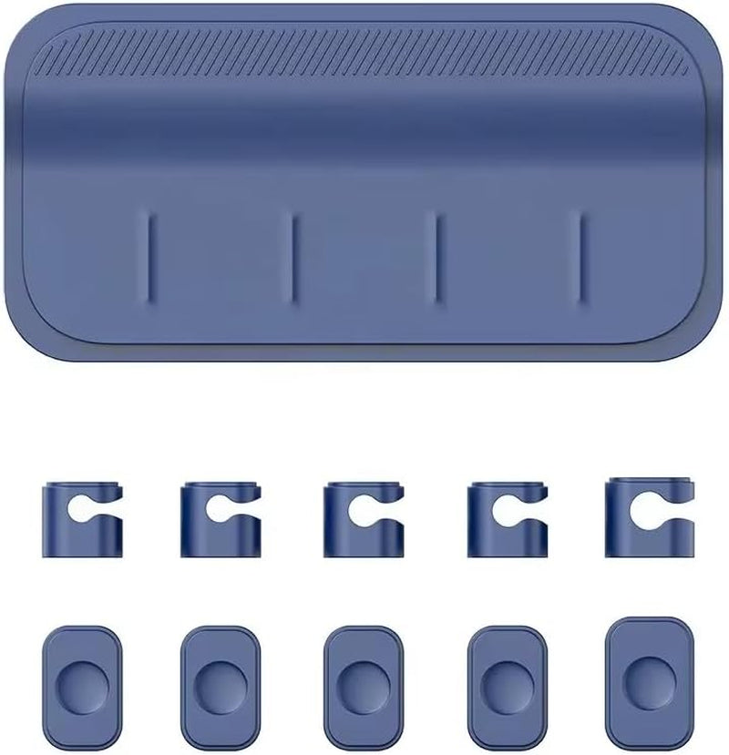 Premium Silicone Magnetic Cable Organizer Set | Minimalist Desktop Cord Management Solution | Versatile Magnetic Clips for Home, Office, and Workspace | Strong Adhesion for a Tidy Desk (Blue)