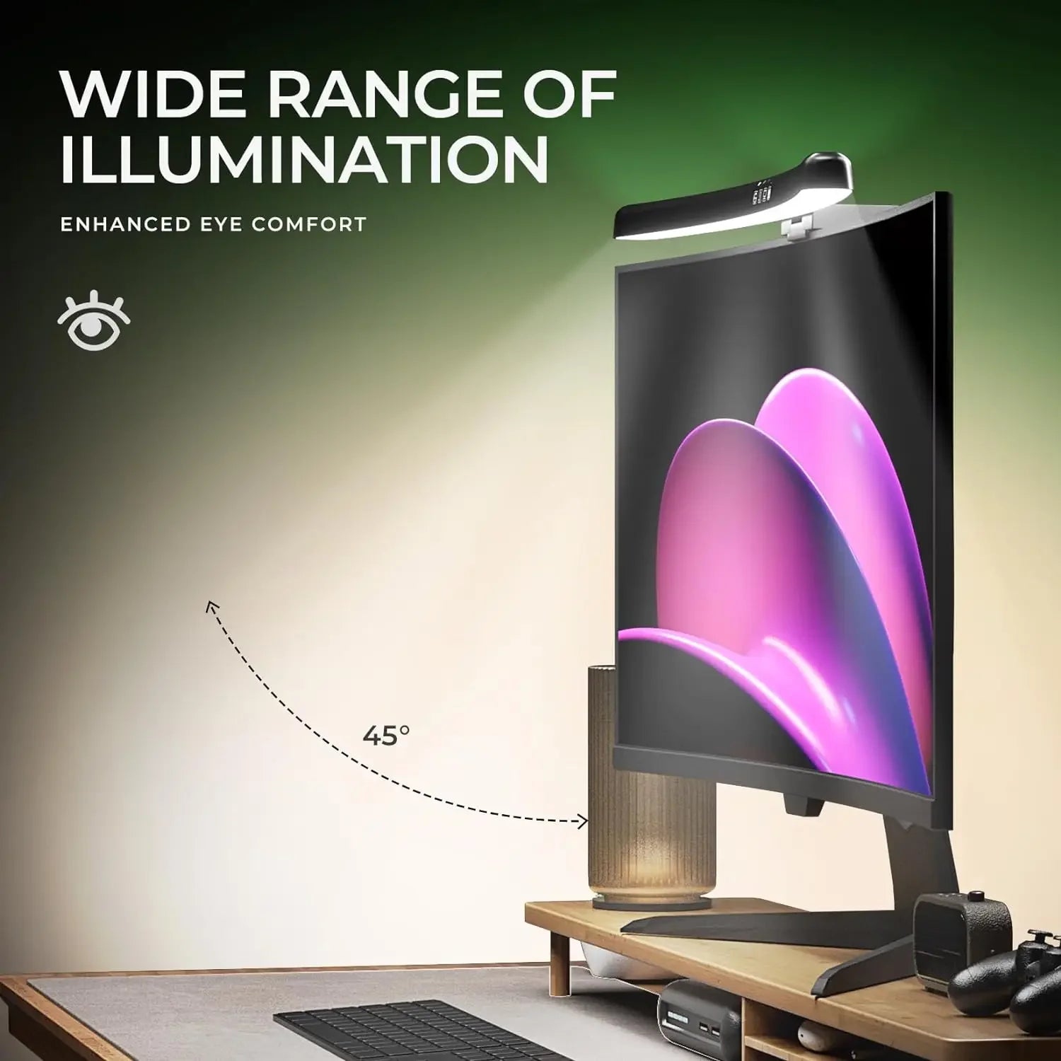 Curved RGB Backlit Monitor Light Bar - Eye-Caring Touch Atmosphere Lamp for Gaming Room Decoration