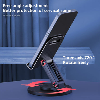 Foldable Phone Stand for Desk 360 Degrees Rotation Height Retractable Cell Phone Holder Portable Cellphone Stand