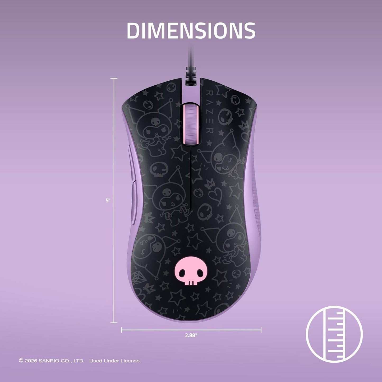 Deathadder Essential Ergonomic Wired Gaming Mouse – 6400 DPI Optical Sensor, 5 Programmable Buttons, Mechanical Switches, Rubber Side Grips – Kuromi Edition