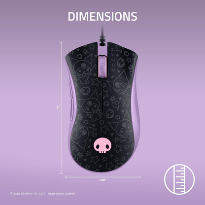Deathadder Essential Ergonomic Wired Gaming Mouse – 6400 DPI Optical Sensor, 5 Programmable Buttons, Mechanical Switches, Rubber Side Grips – Kuromi Edition
