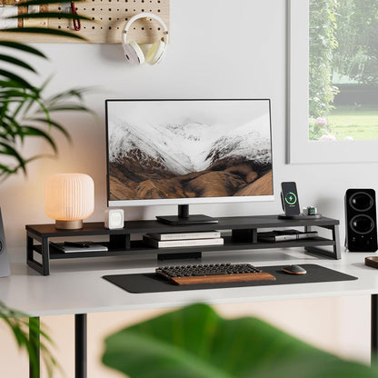 Dual Monitor Stand for Desk, 42.5In Large Monitor Riser for 2 Monitors, 2 Tier Computer Office Desk Top Shelf, Desktop Storage Stand for Laptop, PC, Computer, Printer