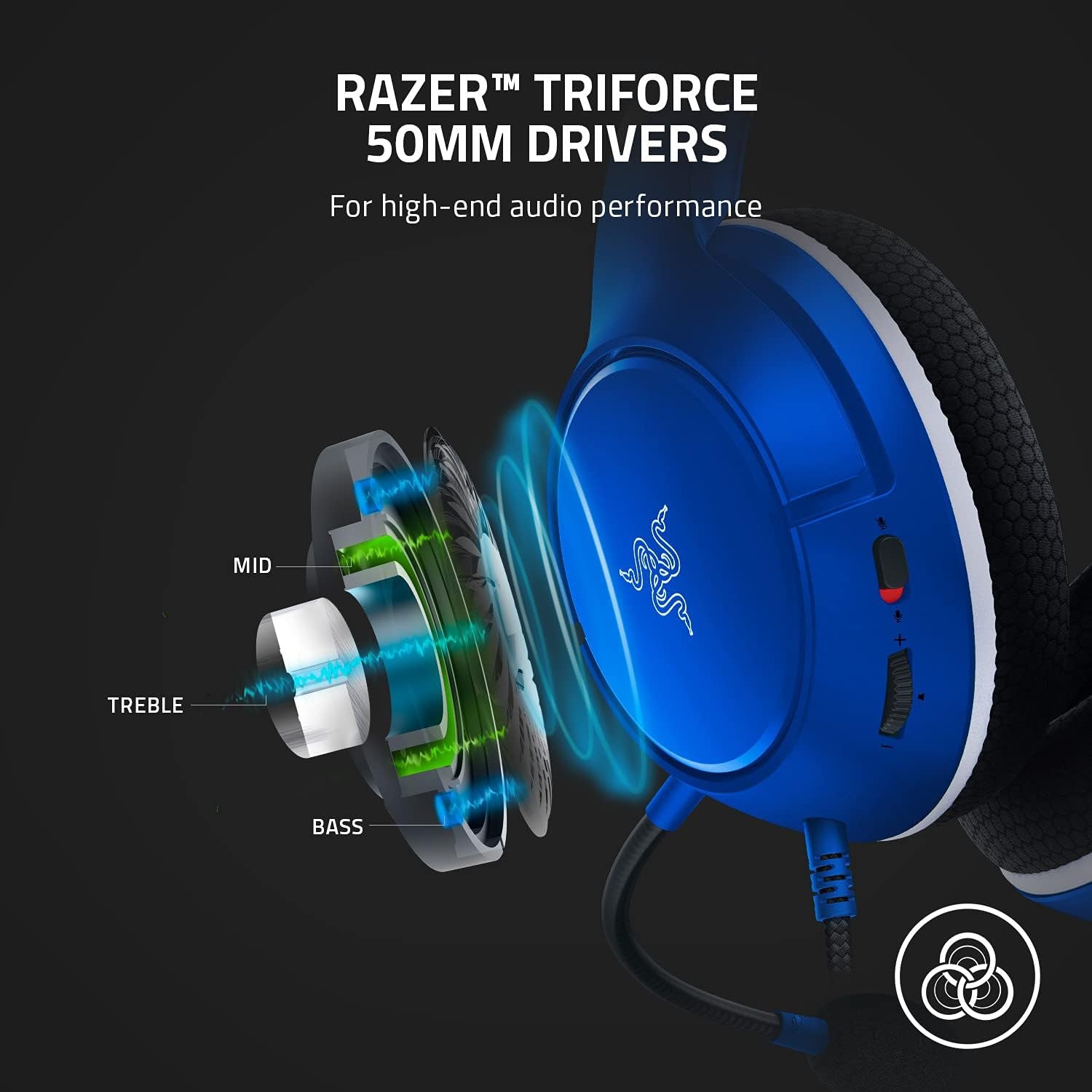 Kaira X Wired Headset for Xbox Series X|S, Xbox One, PC, Mac & Mobile Devices: Triforce 50Mm Drivers - Hyperclear Cardioid Mic - Memory Foam Ear Cushions - On-Headset Controls - Shock Blue