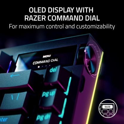 Blackwidow V4 Pro 75% Wireless Gaming Keyboard: OLED Display - True 4K Hz Wireless - Bluetooth - Hot Swappable - Orange Tactile Switches - Command Dial - Snap Tap - Chroma RGB - Wrist Rest