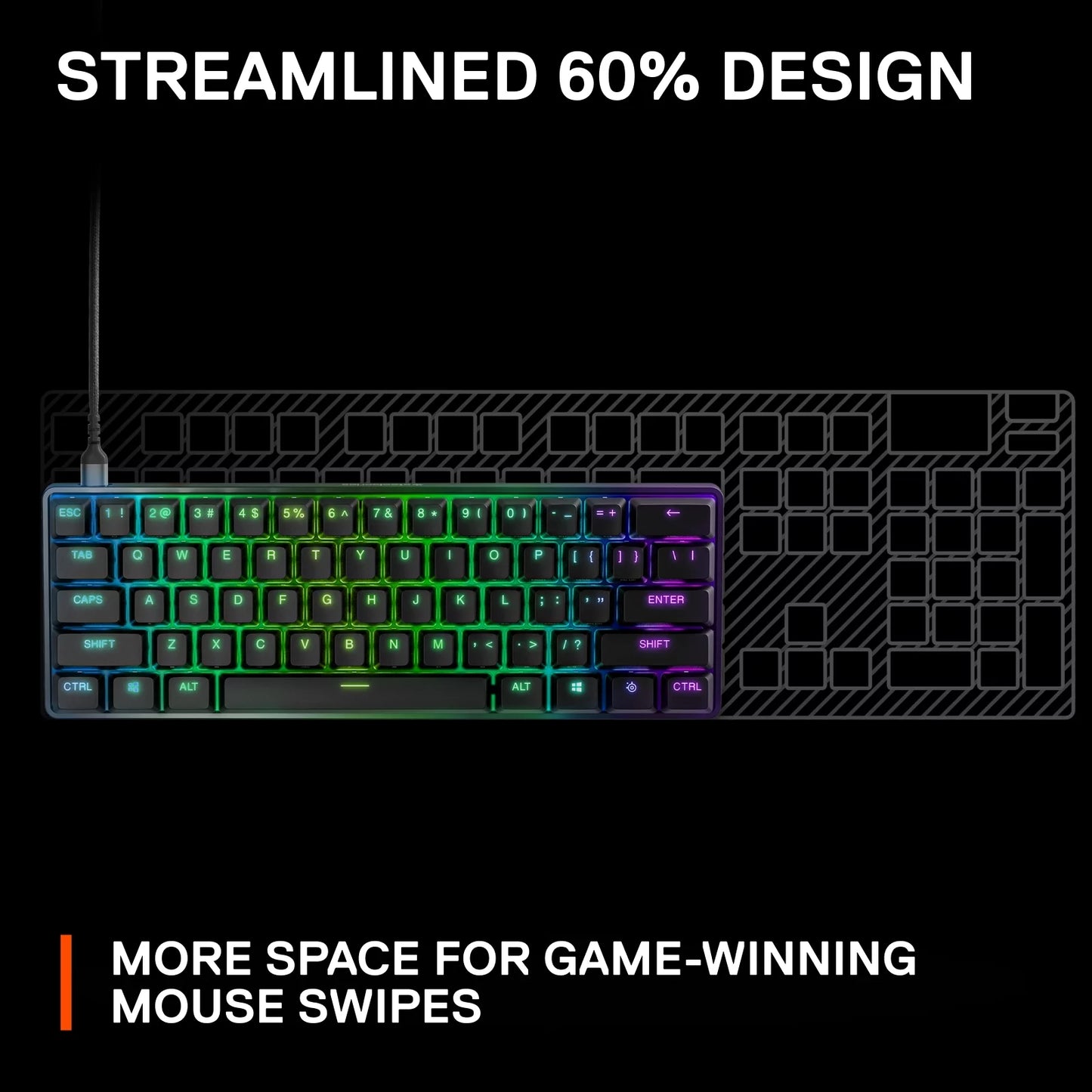 (Open Box)  - Apex 9 Mini Gaming Keyboard 60% Wired Optipoint Adjustable Actuation Switch with RGB Lighting - Black