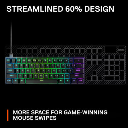 (Open Box)  - Apex 9 Mini Gaming Keyboard 60% Wired Optipoint Adjustable Actuation Switch with RGB Lighting - Black