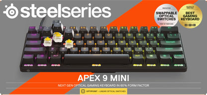 (Open Box)  - Apex 9 Mini Gaming Keyboard 60% Wired Optipoint Adjustable Actuation Switch with RGB Lighting - Black