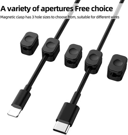 Premium Silicone Magnetic Cable Organizer Set | Minimalist Desktop Cord Management Solution | Versatile Magnetic Clips for Home, Office, and Workspace | Strong Adhesion for a Tidy Desk (Blue)