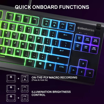 Steelseries Apex 3 TKL Wired Gaming Keyboard for PC: RGB Lighting, Water-Resistant, Compact