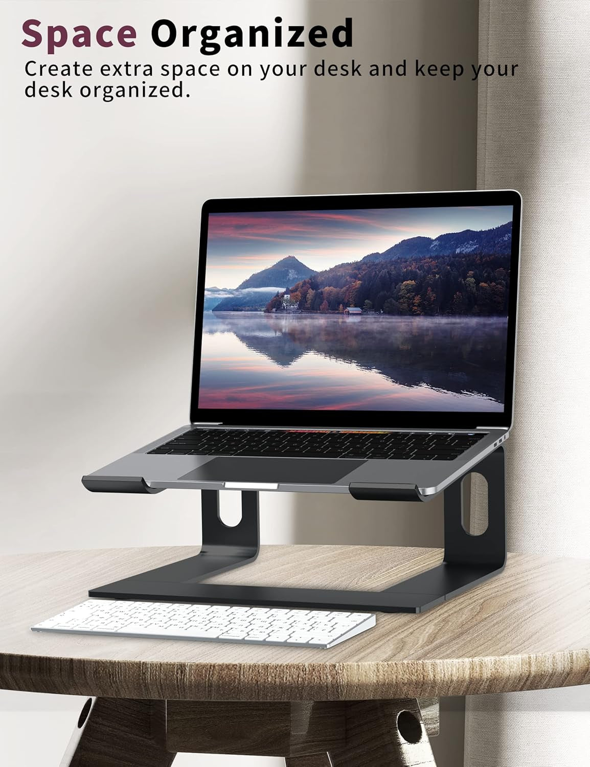 Laptop Stand for Desk, Aluminum Computer Riser, Ergonomic Notebook Holder, Detachable Metal Laptops Elevator, PC Cooling Mount Support 10 to 15.6 Inches Notebook, Black