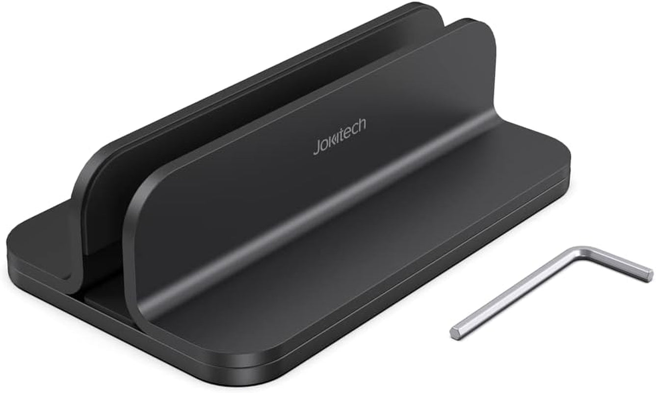 Aluminum Laptop Vertical Stand Organizer, Sturdy Laptop Computer Holder Desktop Stand Compatible with New Retina Apple Macbook Pro/Air/Neo, Mac Mini & Ipad Pro - Black