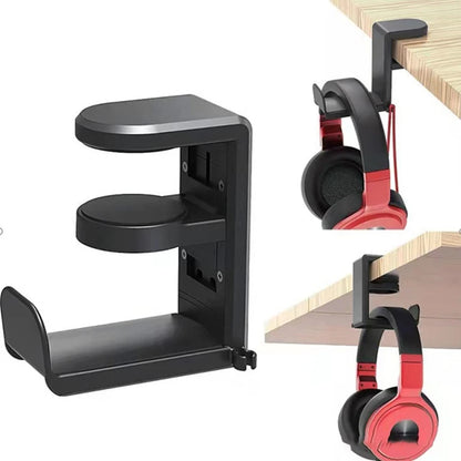 No Punch Table Clip Hook Headphone Holder 360 Degree Rotating Headphone Holder Miscellaneous Storage Hanging Hot Selling 2026