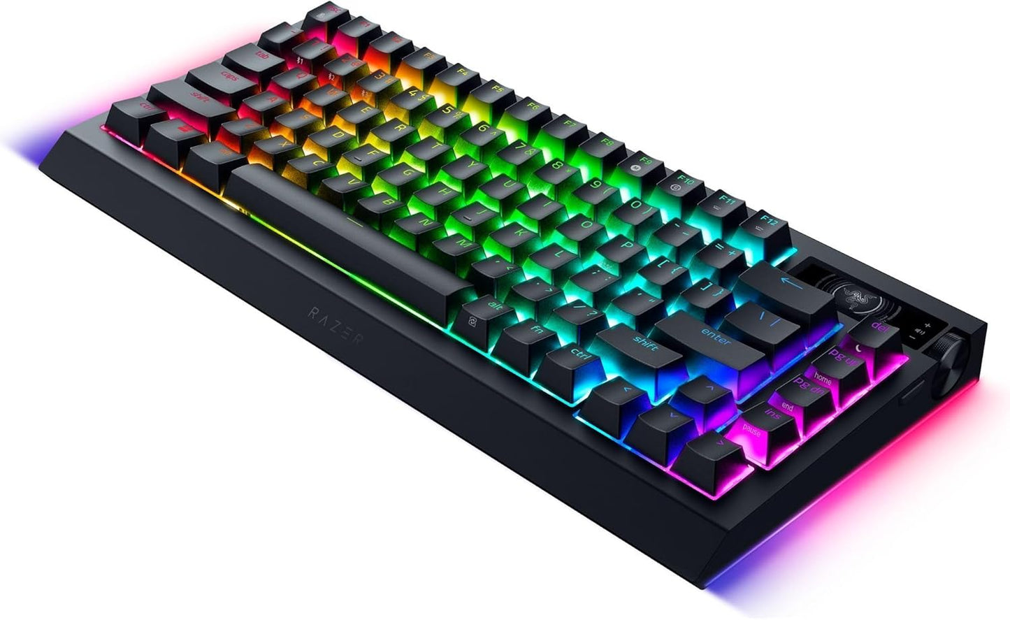 Blackwidow V4 Pro 75% Wireless Gaming Keyboard: OLED Display - True 4K Hz Wireless - Bluetooth - Hot Swappable - Orange Tactile Switches - Command Dial - Snap Tap - Chroma RGB - Wrist Rest