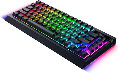 Blackwidow V4 Pro 75% Wireless Gaming Keyboard: OLED Display - True 4K Hz Wireless - Bluetooth - Hot Swappable - Orange Tactile Switches - Command Dial - Snap Tap - Chroma RGB - Wrist Rest