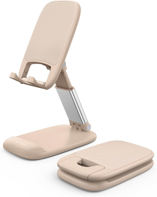 Khaki Phone Holder for Desk - Cellphone Stand Khaki Desk Accessories Desktop Office Must Have Compatible Gifts for Iphone, Telephone Stand, 4-8'' Smartphone