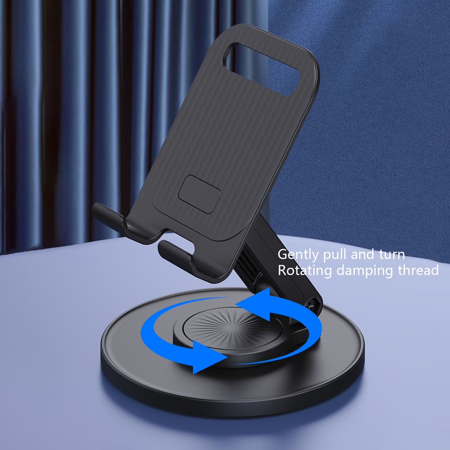 Foldable Phone Stand for Desk 360 Degrees Rotation Height Retractable Cell Phone Holder Portable Cellphone Stand