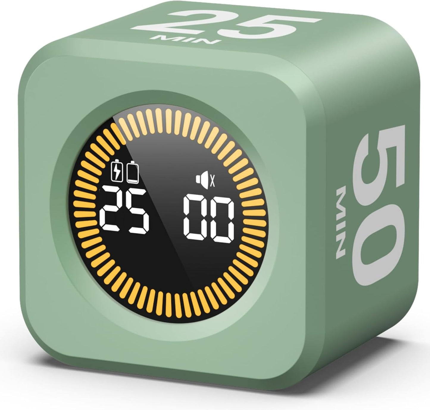 Pomodoro Cube Timer Productivity Visual Timer - 5/10/25/50 Min Rotating Countdown (1, Green)